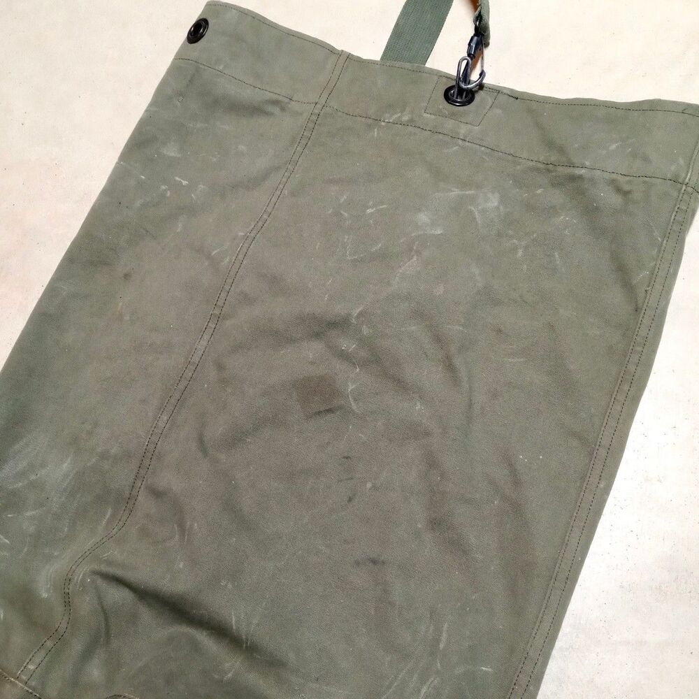 Vintage US Army Top Load Duffel Bag Large Olive Green Duck Canvas Military OD - Picture 6 of 10